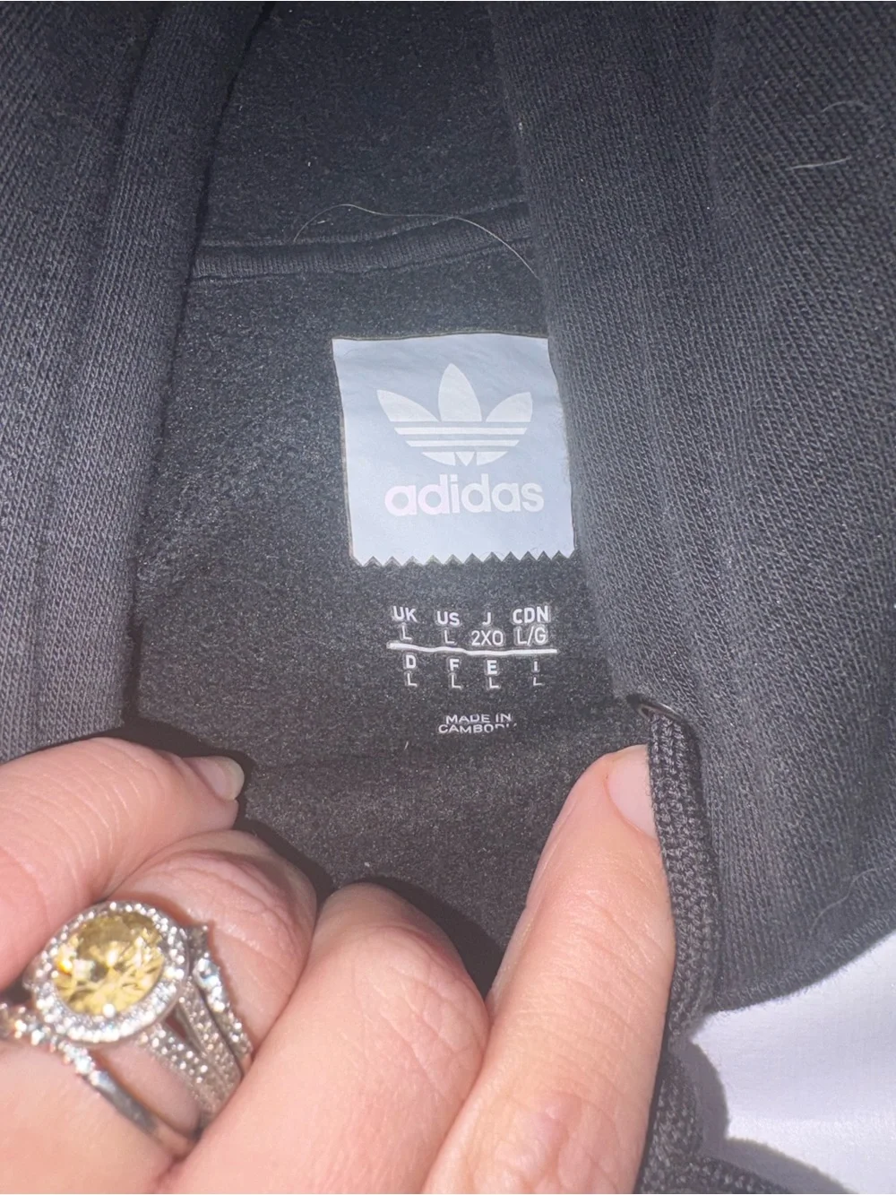 adidas Black Hoodie with White Trefoil Logo